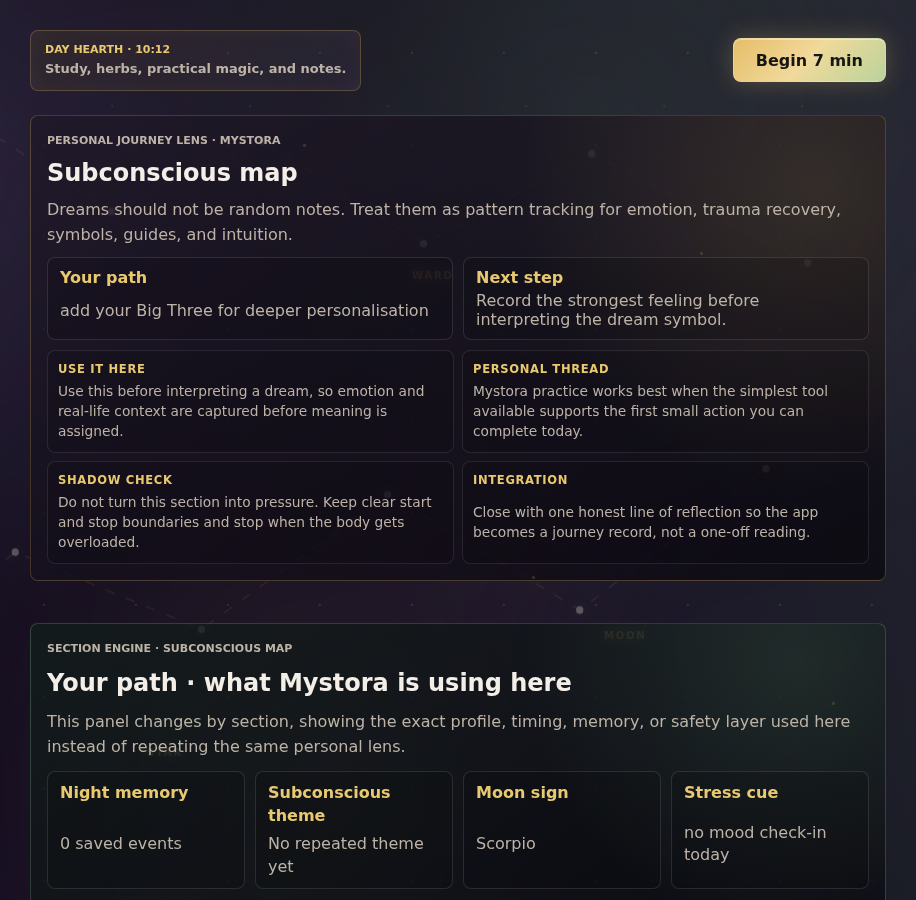 Mystora dream journal screenshot