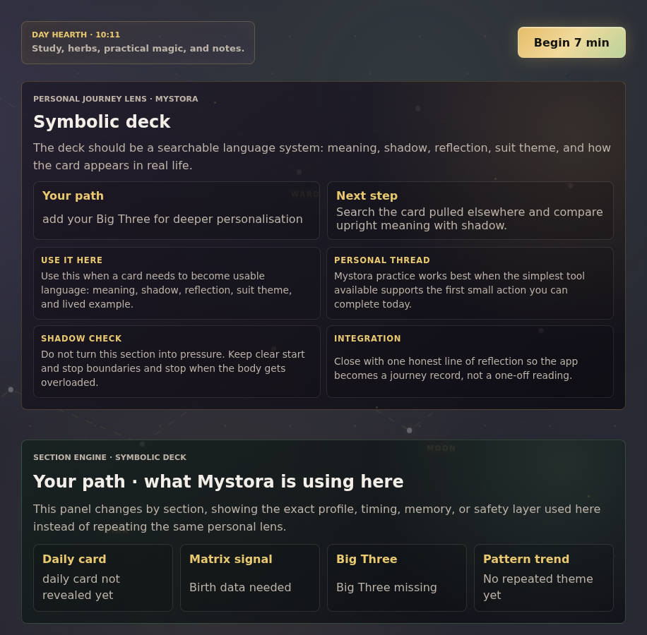 Mystora free tarot deck library screenshot